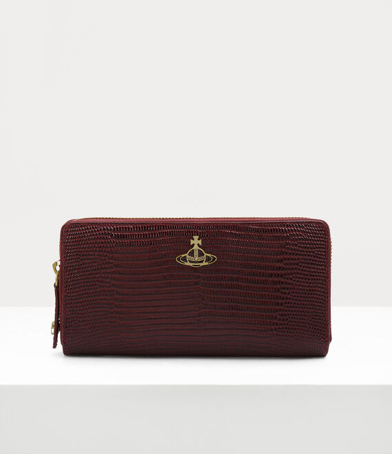 Vivienne Westwood lizard zip round wallet burgundy